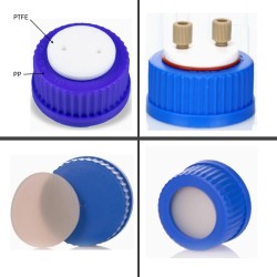 GL-45 Reagent Bottle Caps for HPLC – Open-Top, Solid, Mobile Phase, and PEEK Inlet Types