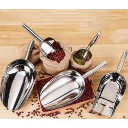 Laboratory Sampling Scoop – 304 Stainless Steel, Round/Flat-Bottom, Mirror-Polished